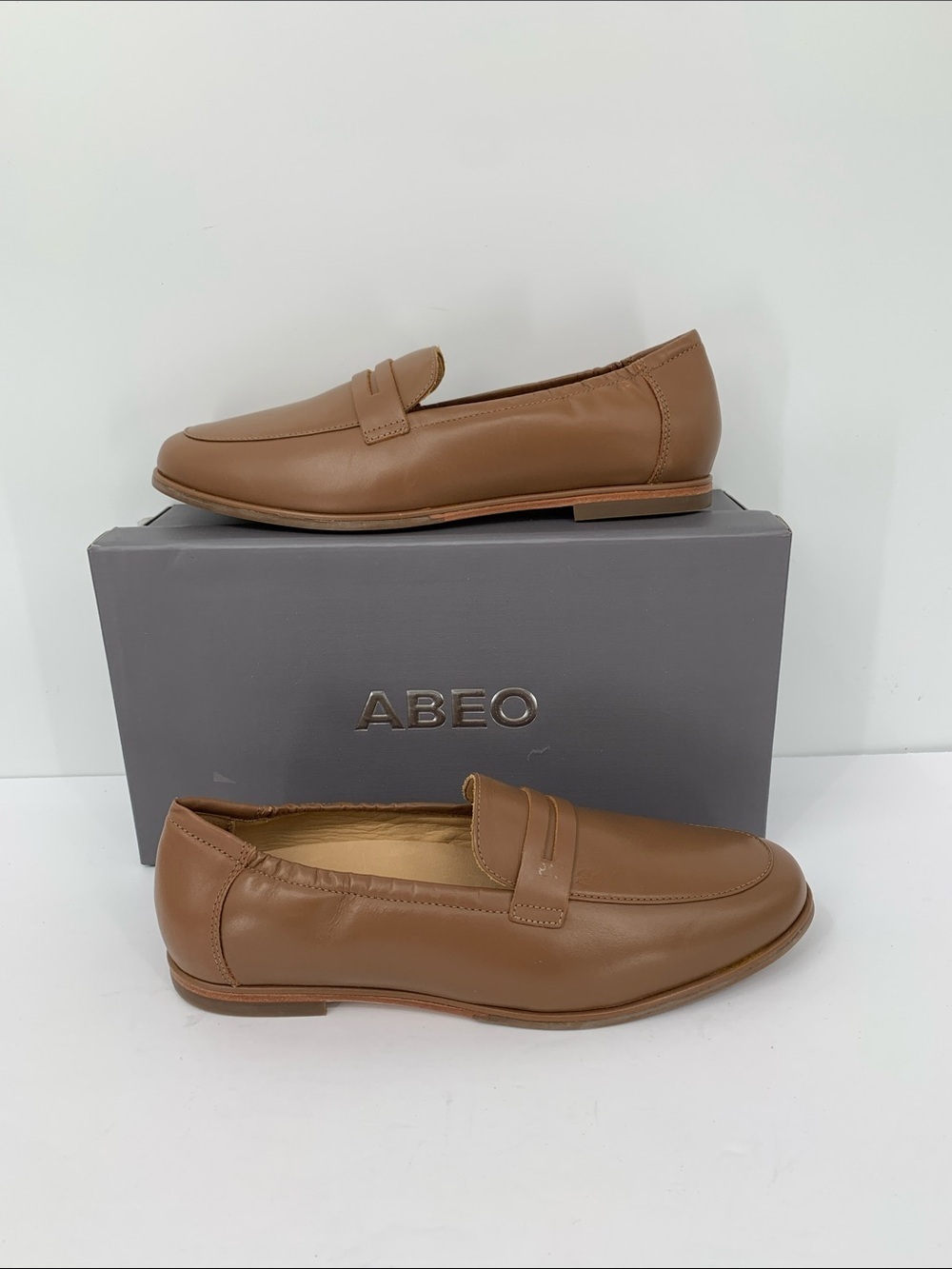 Abeo Strada loafer tan brown leather comfort shoe Preppy slip-on Penny new 9.5